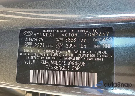 2025 Hyundai Elantra Sel Sport from USA, damaged, VIN KMHLM4DG4SU094696